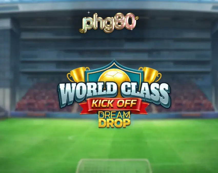Isang makulay na visual ng World Class Kick Off Dream Drop slot na nagpapakita ng retro football theme.